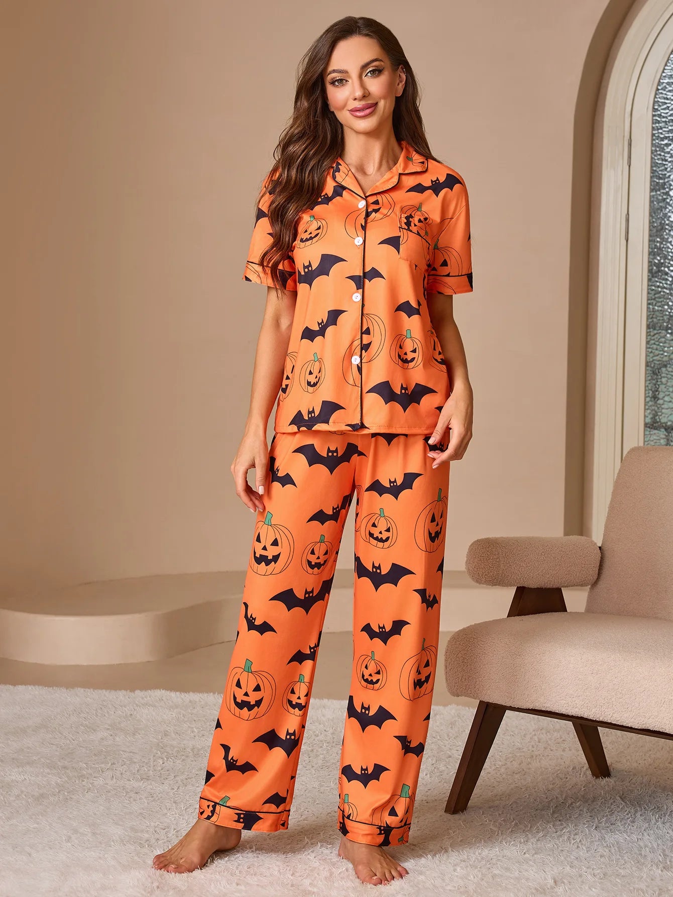 Pumpkin Inspired Print Pyjama Sets - Multiple colours