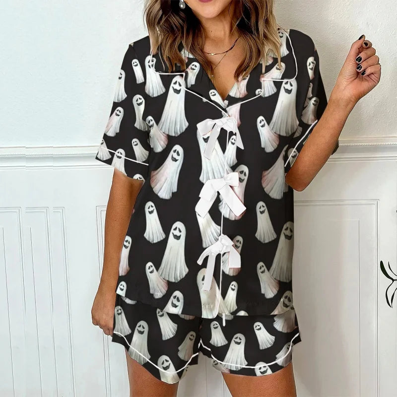 Ghost & Bow Print Pyjama Set  Snooze & Co.