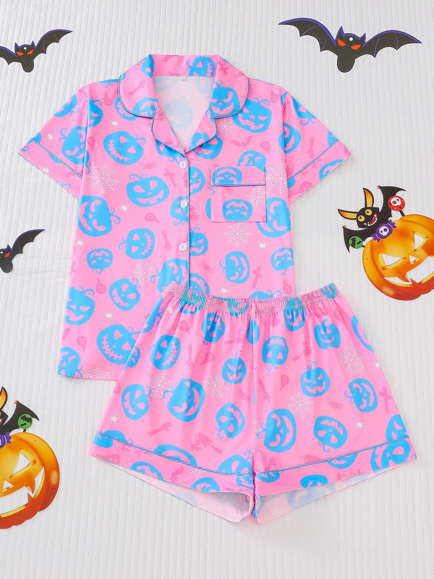 Spooky Short Sleeve Button Top & Shorts  Snooze & Co.