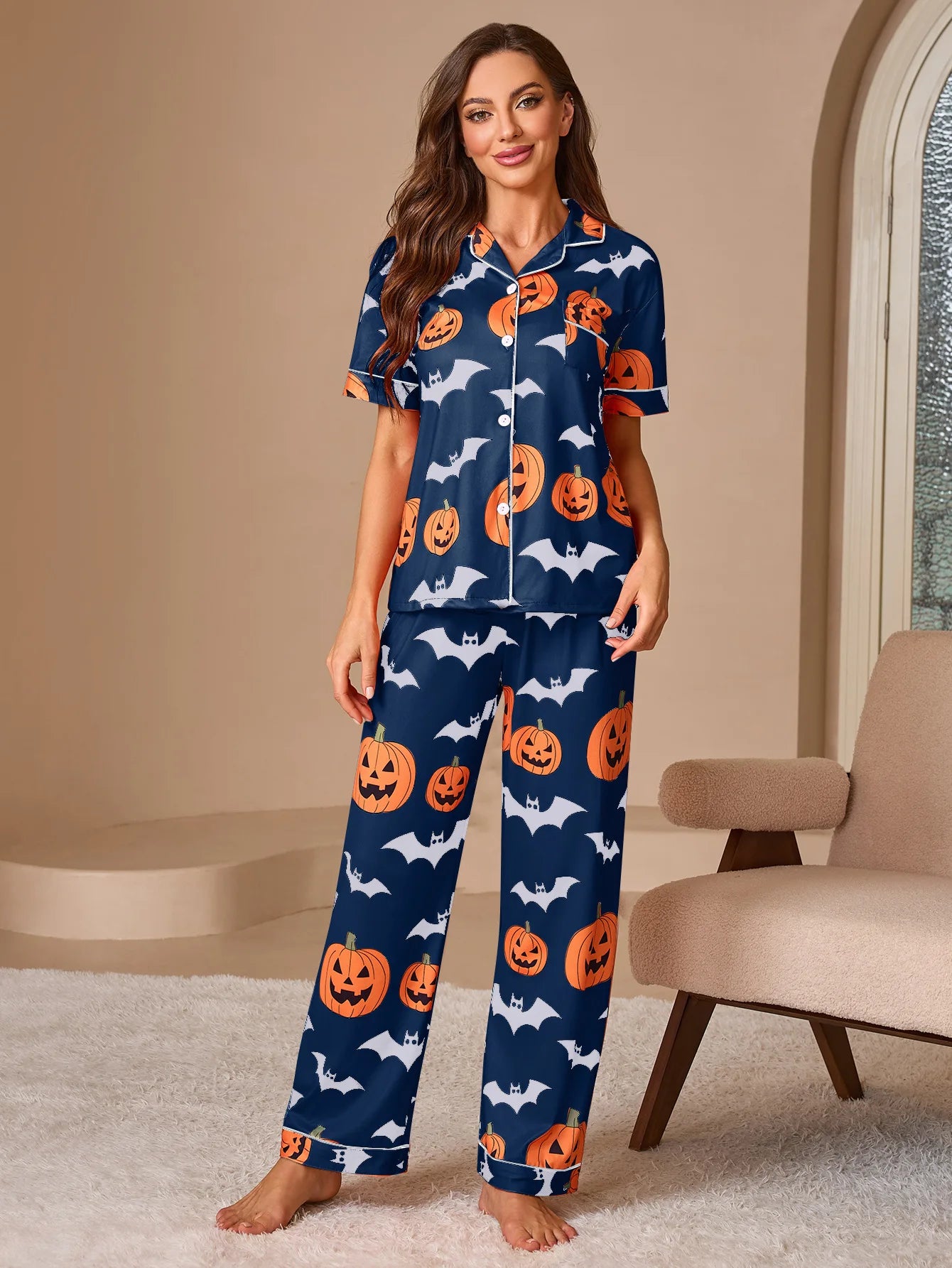 Pumpkin Inspired Print Pyjama Sets - Multiple colours