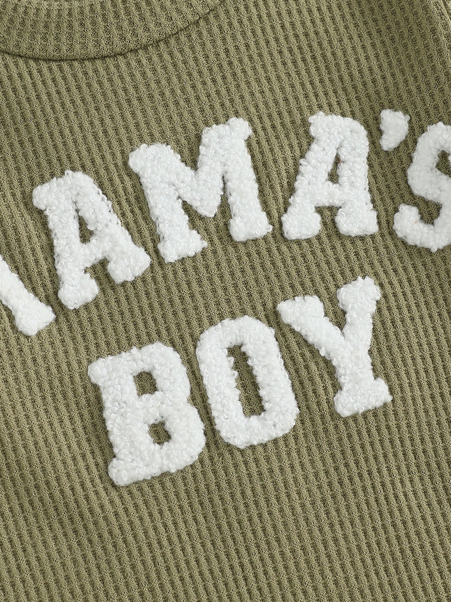 Adorable Mamas Boy waffle long-sleeve romper