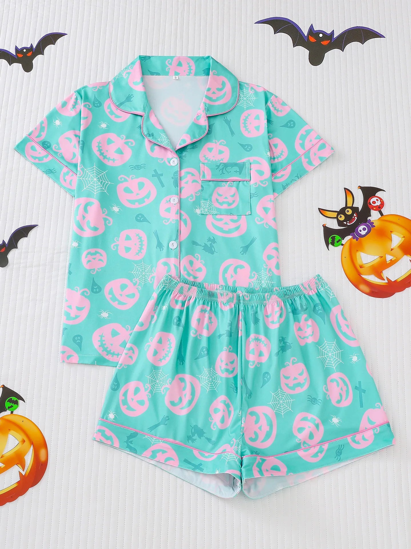 Spooky Short Sleeve Button Top & Shorts  Snooze & Co.