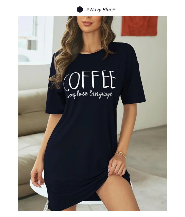 "Coffee is My Love" Language Slogan Nightie