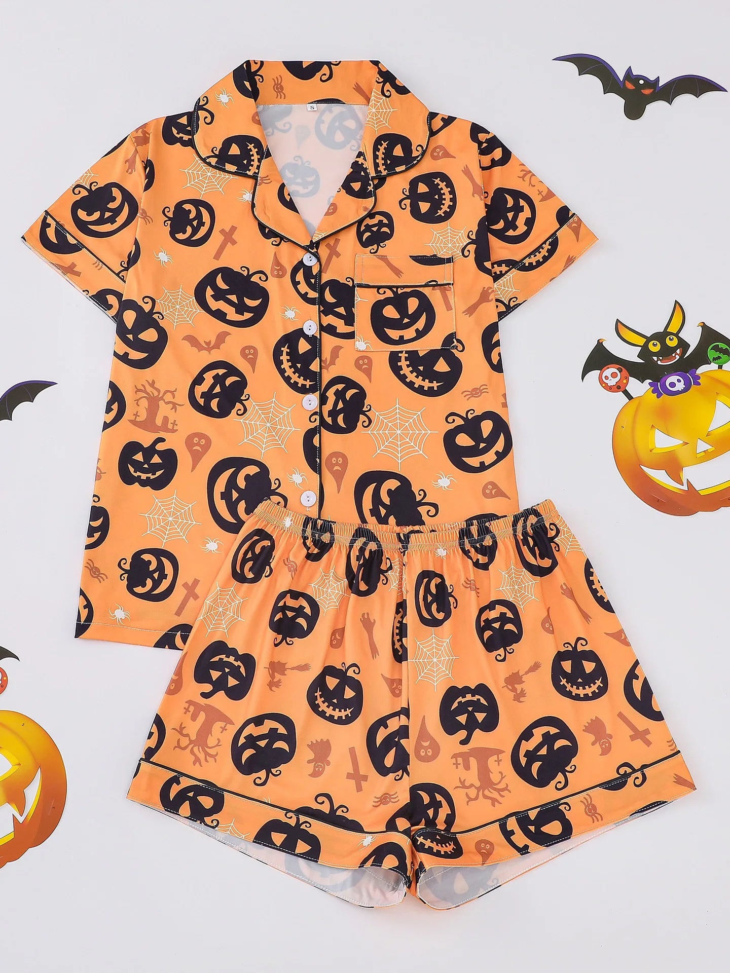 Spooky Short Sleeve Button Top & Shorts  Snooze & Co.