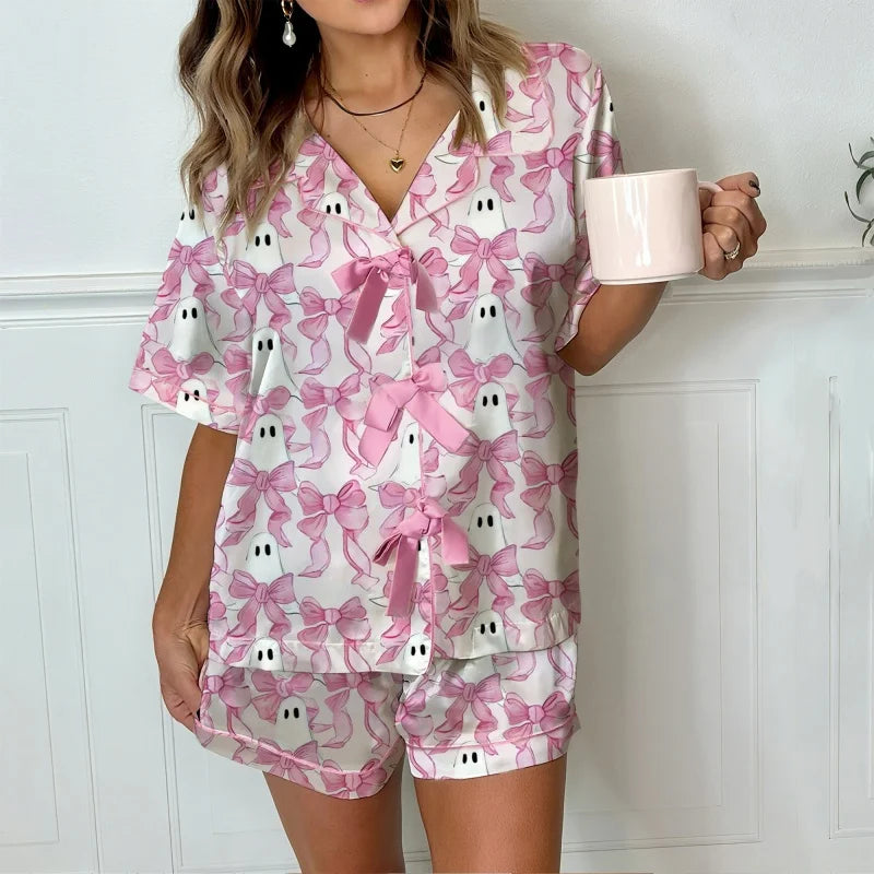 Ghost & Bow Print Pyjama Set  Snooze & Co.