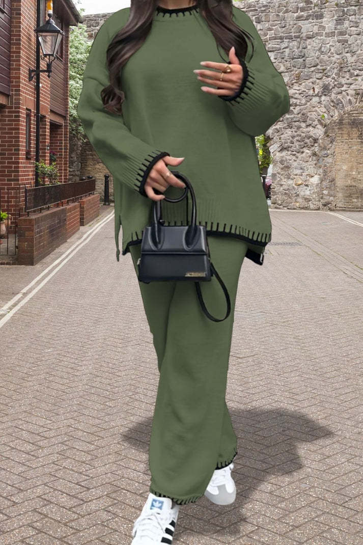 Stitched Detail Knitted Co-ord Lounge Set – Stitched Detail