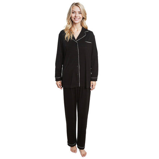 Black Soft Touch Long Two-Piece Pyjamas
