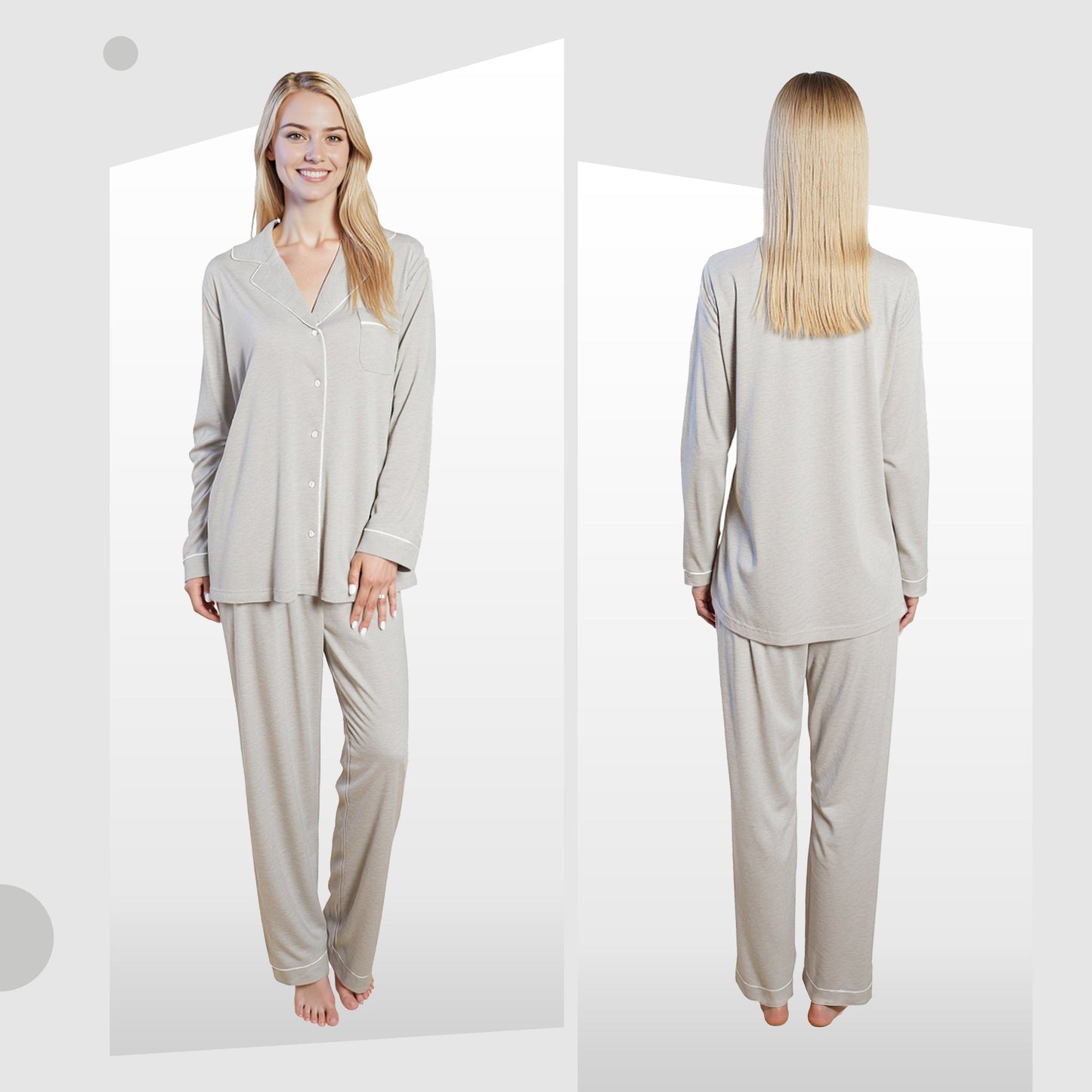 Grey Soft Touch Long Two-Piece Pyjamas
