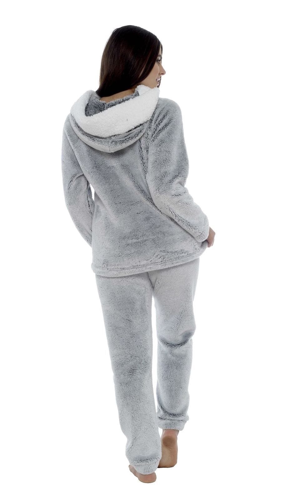 Hooded Shimmer Pyjama Set with Sherpa Trim