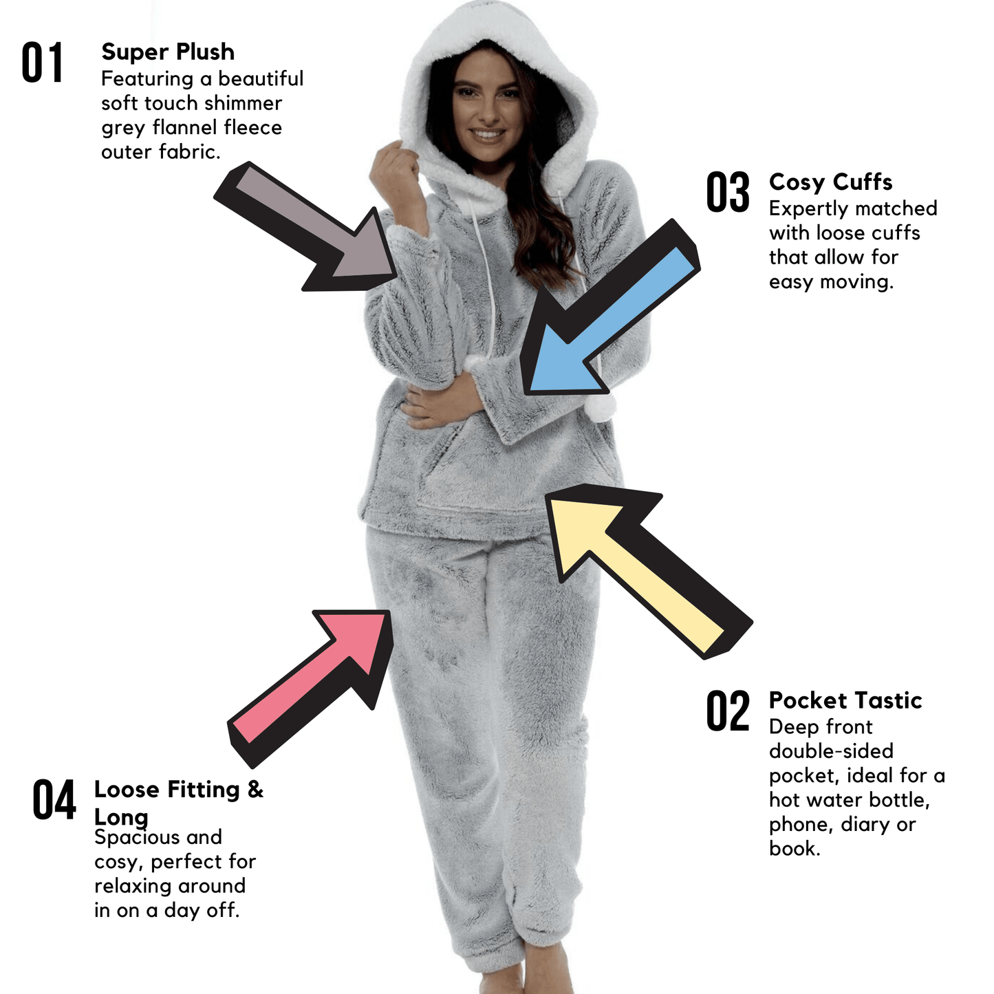 Hooded Shimmer Pyjama Set with Sherpa Trim