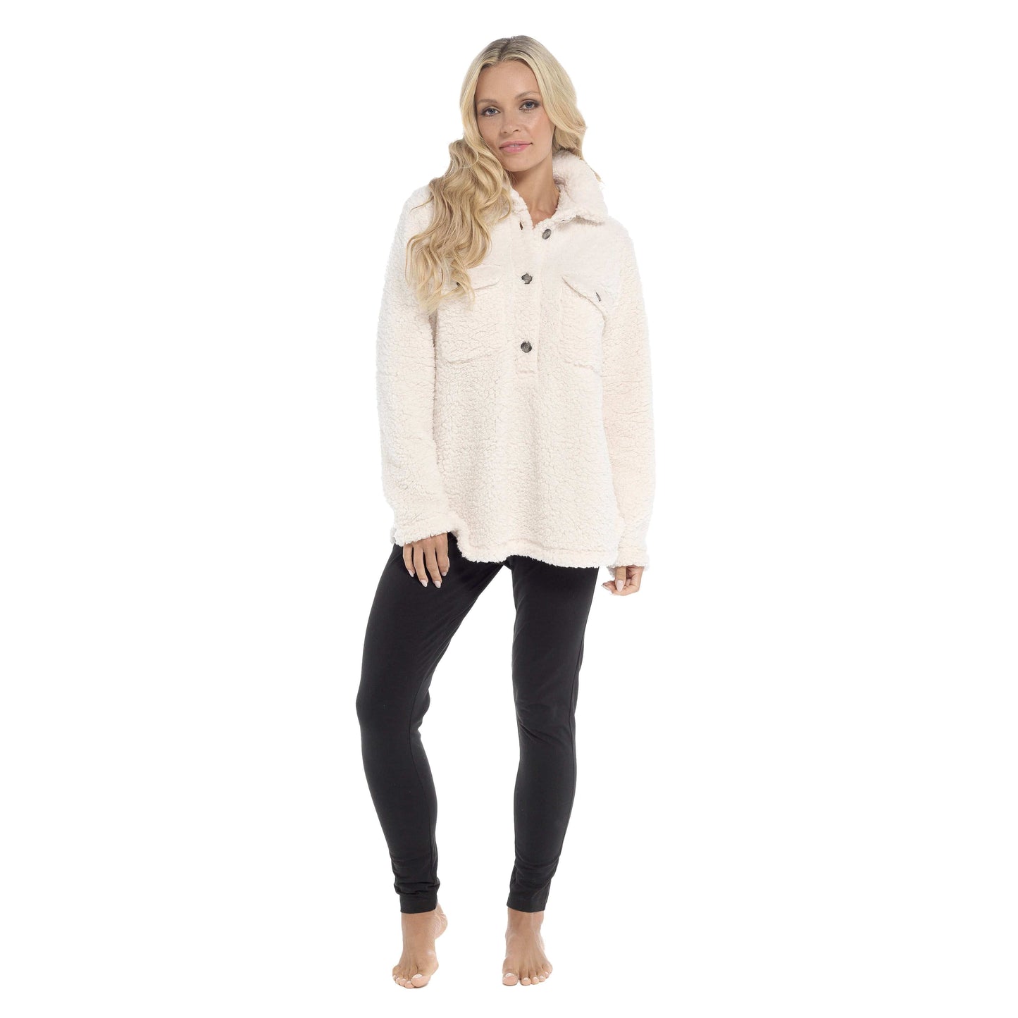 Ultra-Soft Sherpa Lounge Set with Double Pockets for Chilly Days