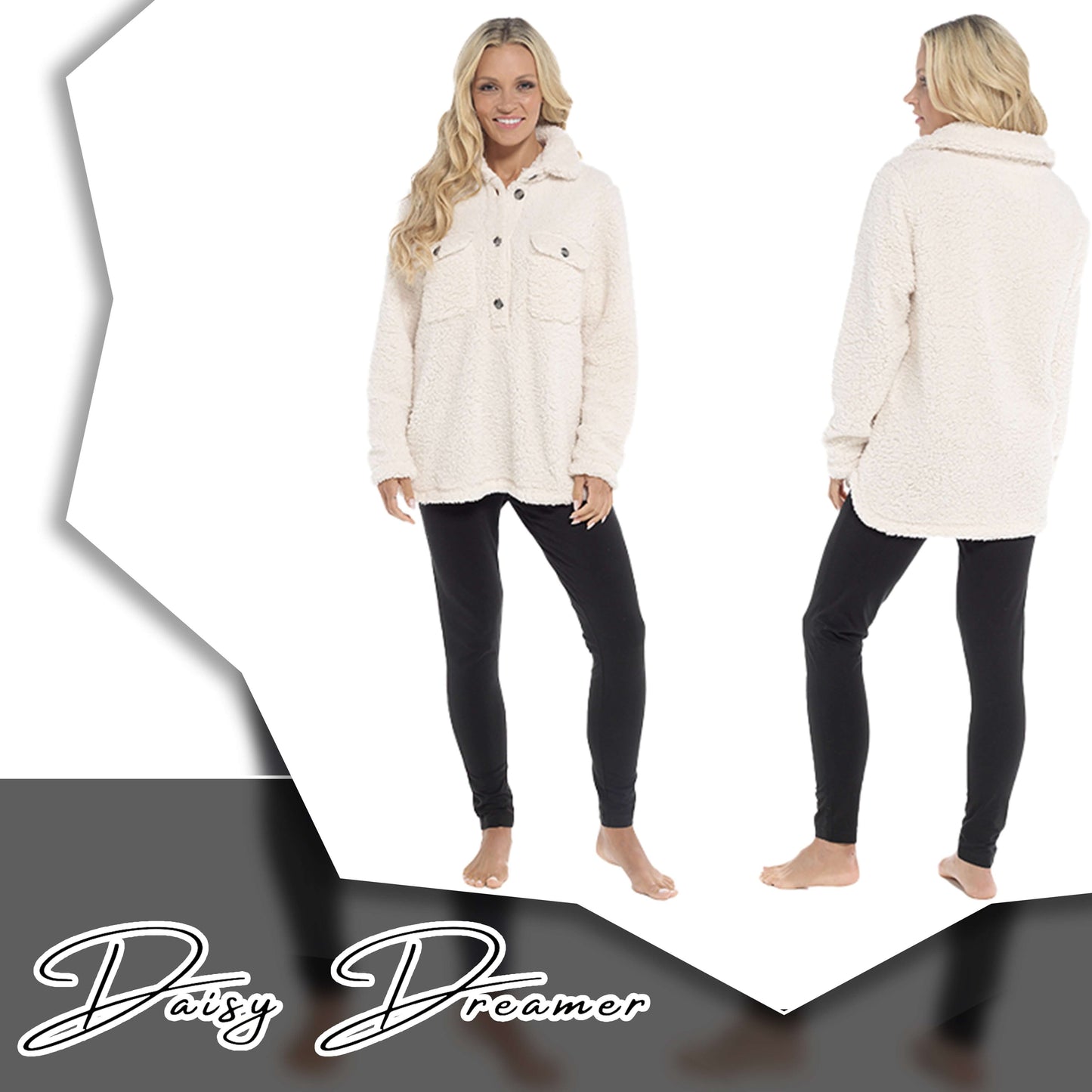 Ultra-Soft Sherpa Lounge Set with Double Pockets for Chilly Days