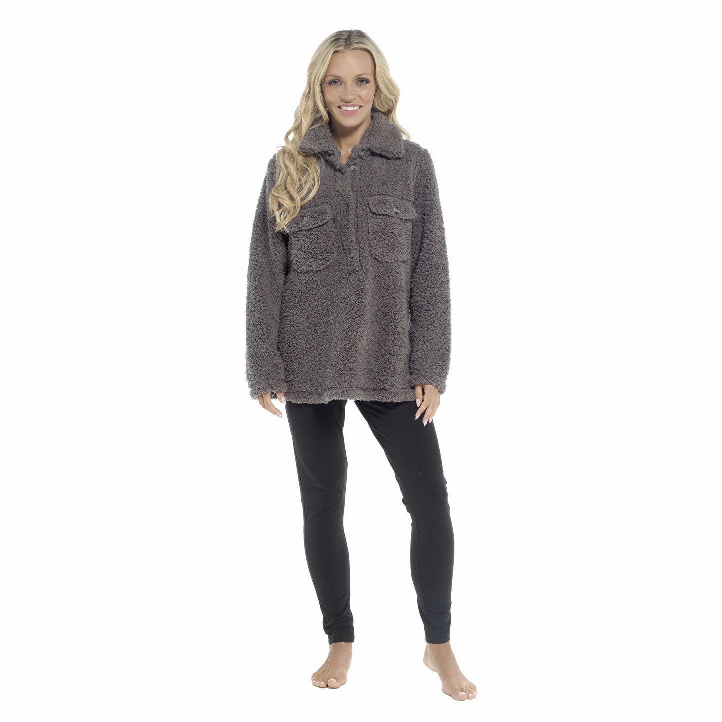 Ultra-Soft Sherpa Lounge Set with Double Pockets for Chilly Days