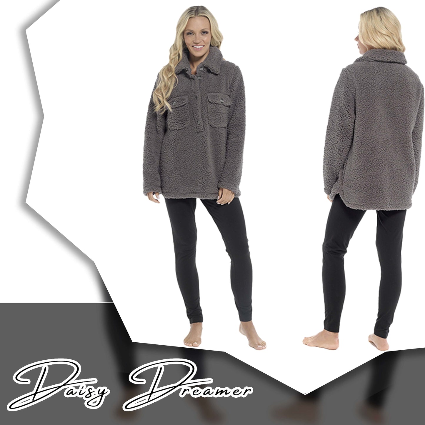 Ultra-Soft Sherpa Lounge Set with Double Pockets for Chilly Days