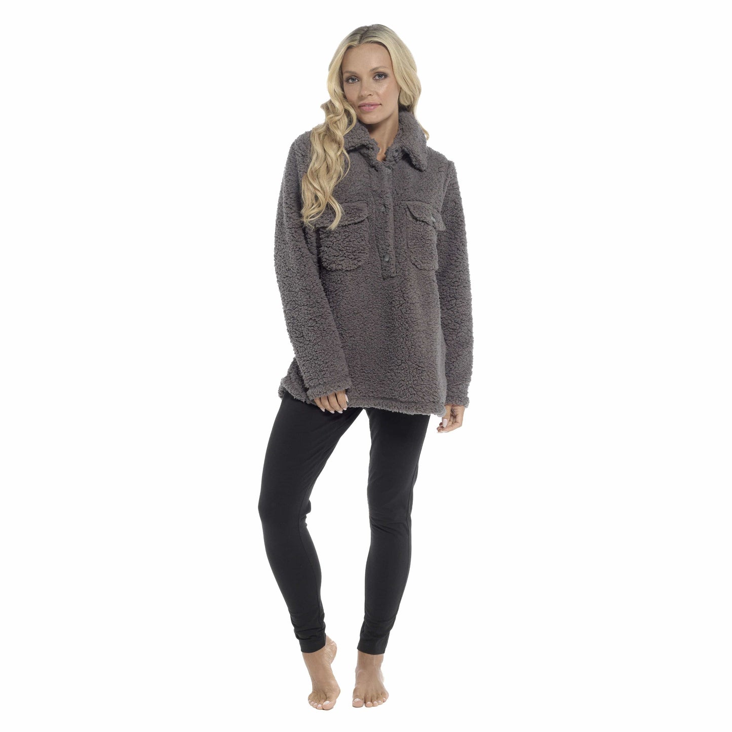 Ultra-Soft Sherpa Lounge Set with Double Pockets for Chilly Days