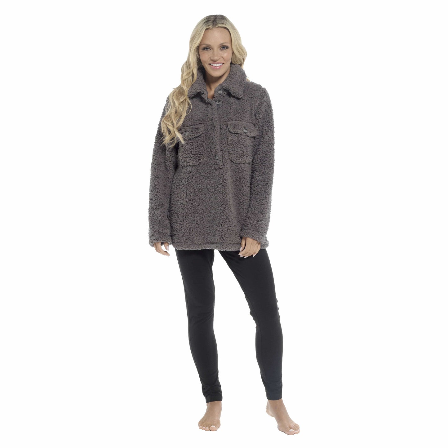 Ultra-Soft Sherpa Lounge Set with Double Pockets for Chilly Days
