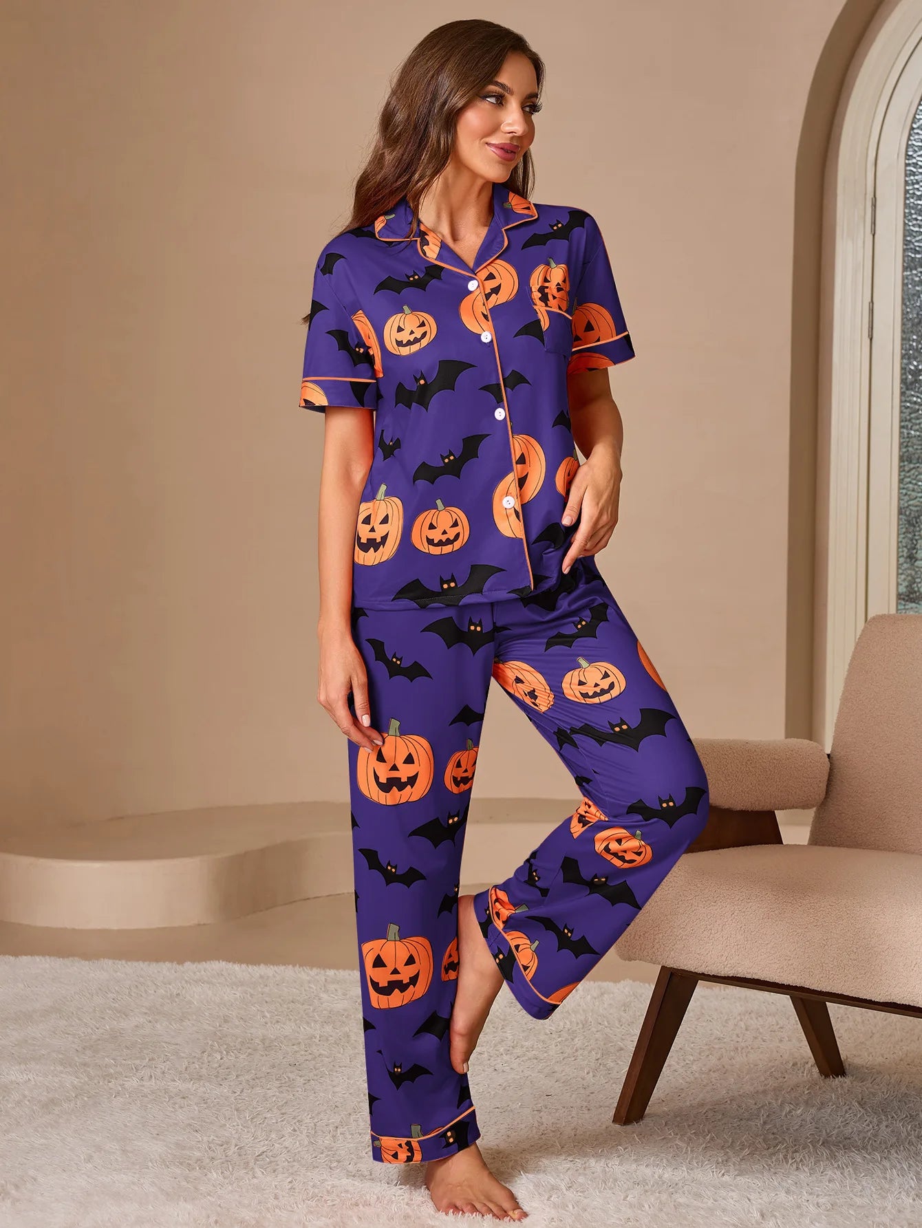 Pumpkin Inspired Print Pyjama Sets - Multiple colours