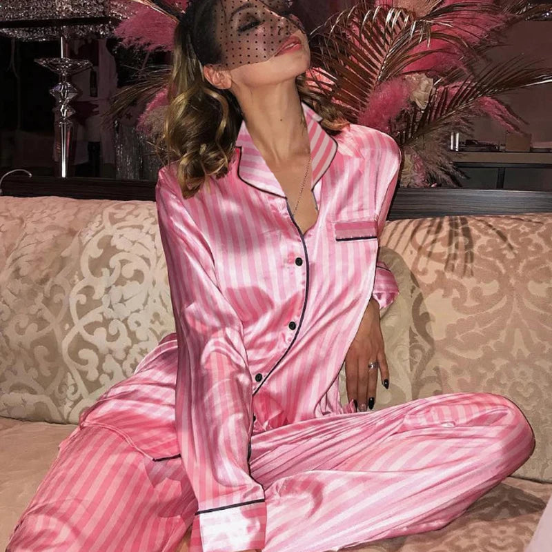 Stunning Pink Striped Pyjama Set