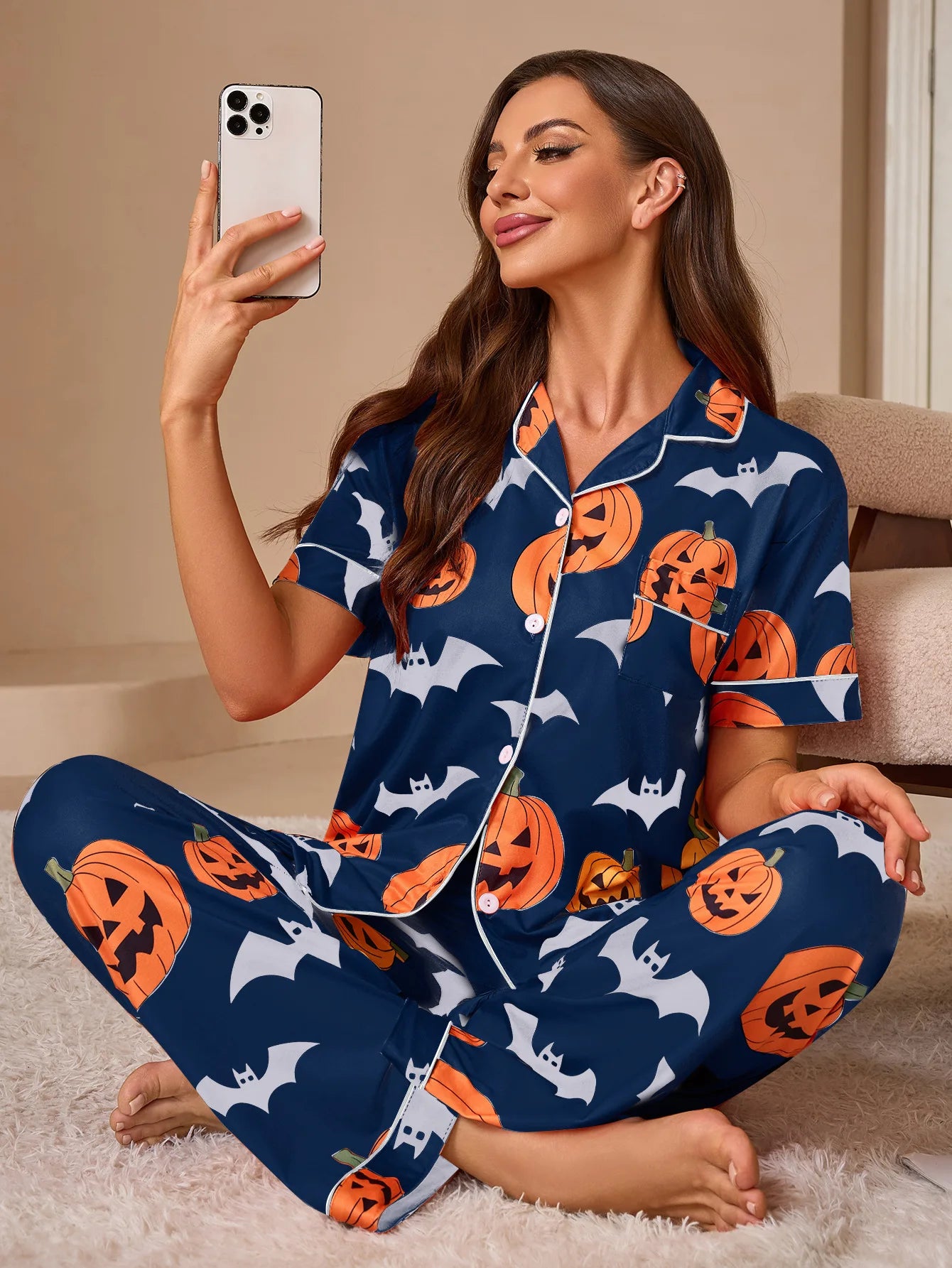 Pumpkin Inspired Print Pyjama Sets - Multiple colours