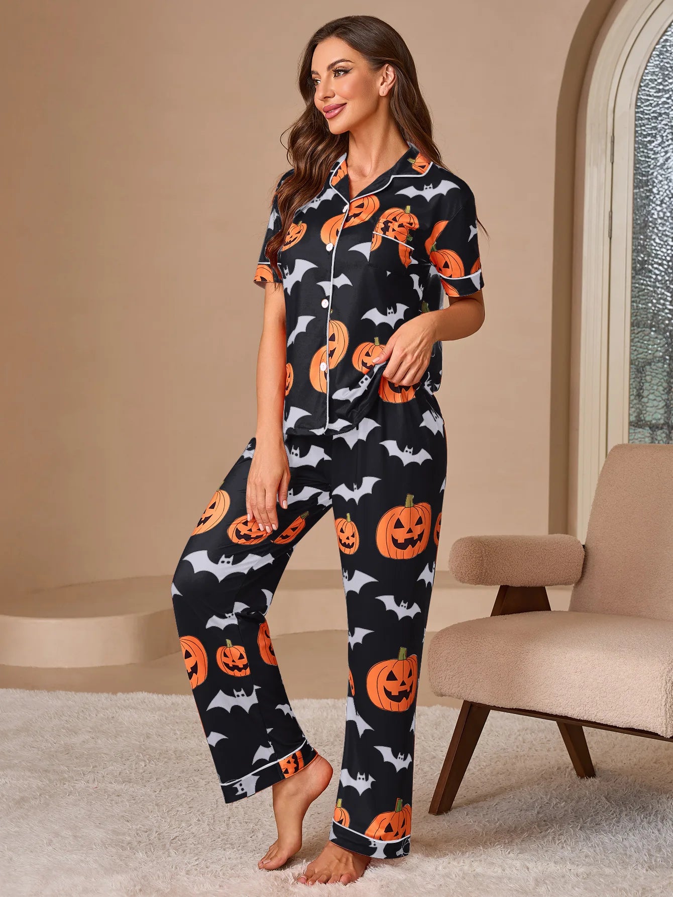 Pumpkin Inspired Print Pyjama Sets - Multiple colours
