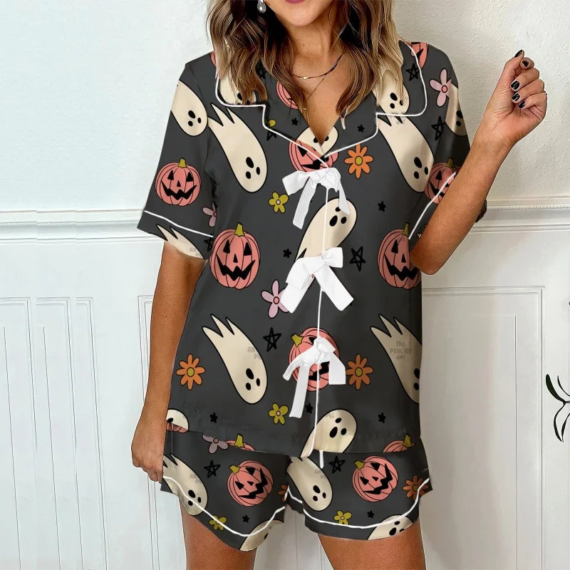 Ghost & Bow Print Pyjama Set  Snooze & Co.