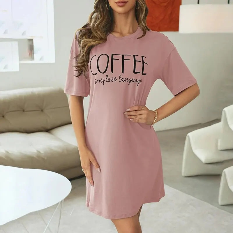 "Coffee is My Love" Language Slogan Nightie
