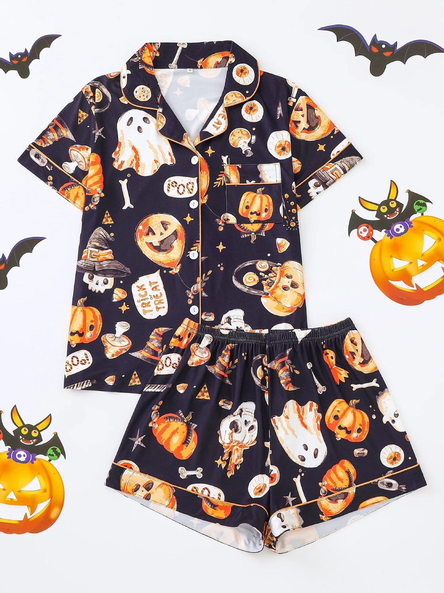 Spooky Short Sleeve Button Top & Shorts  Snooze & Co.