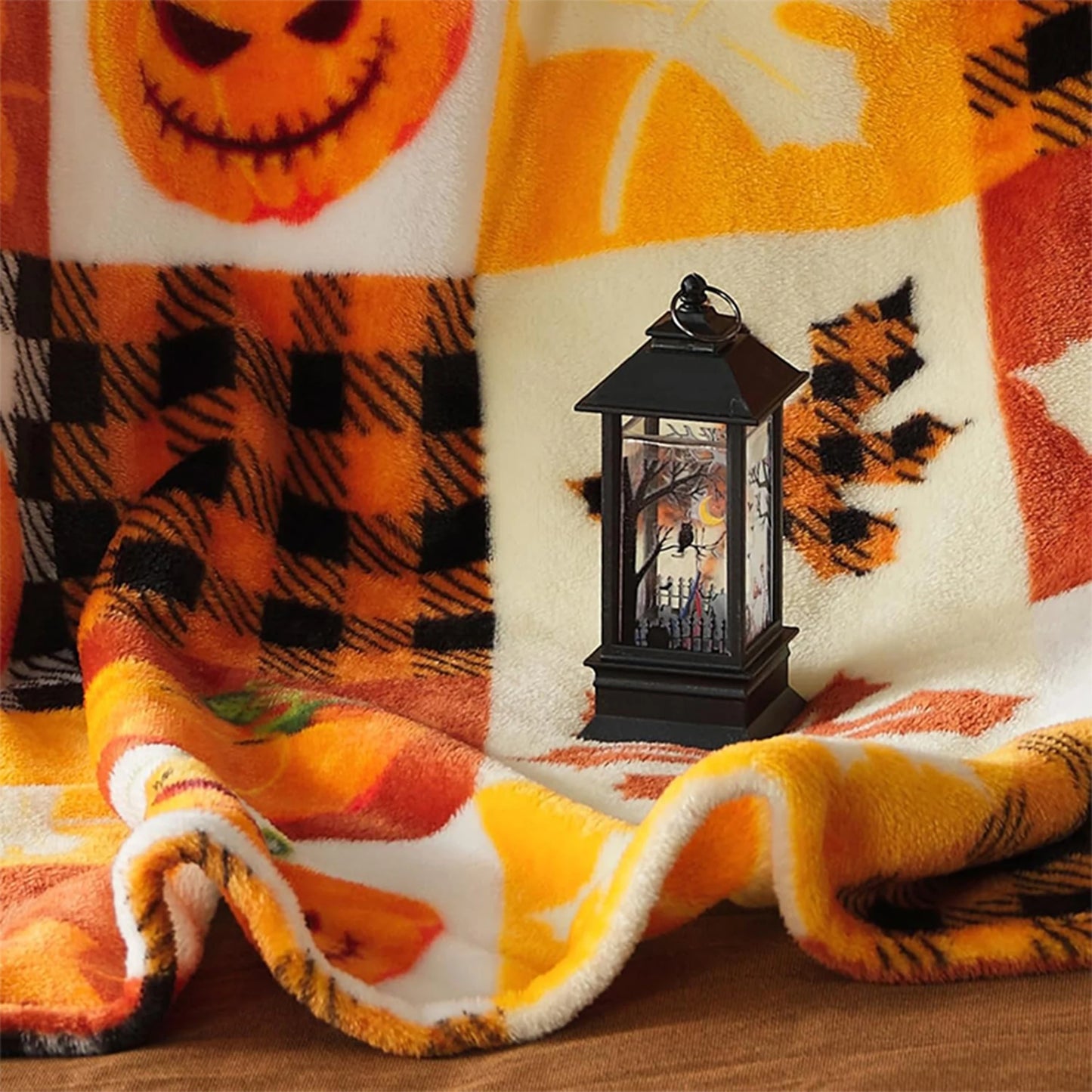 Pumpkin & Leaf Fleece Blanket