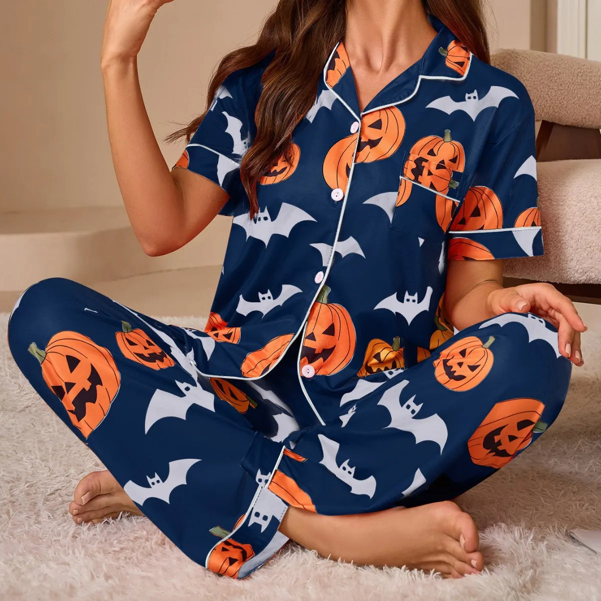 Pumpkin Inspired Print Pyjama Sets - Multiple colours