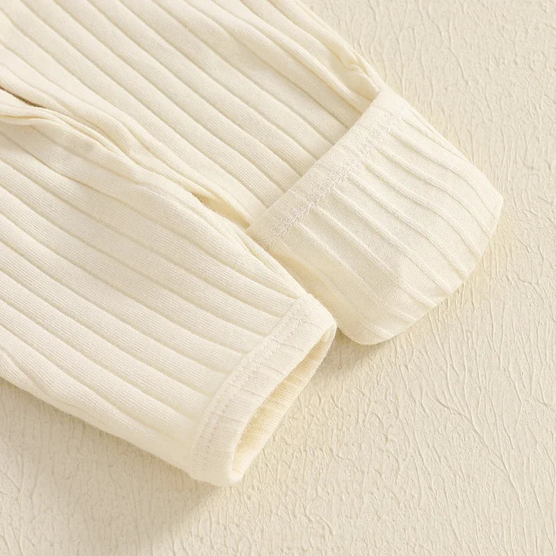 "Hello I'm New Here" Newborn Ribbed Jumpsuit with Hat