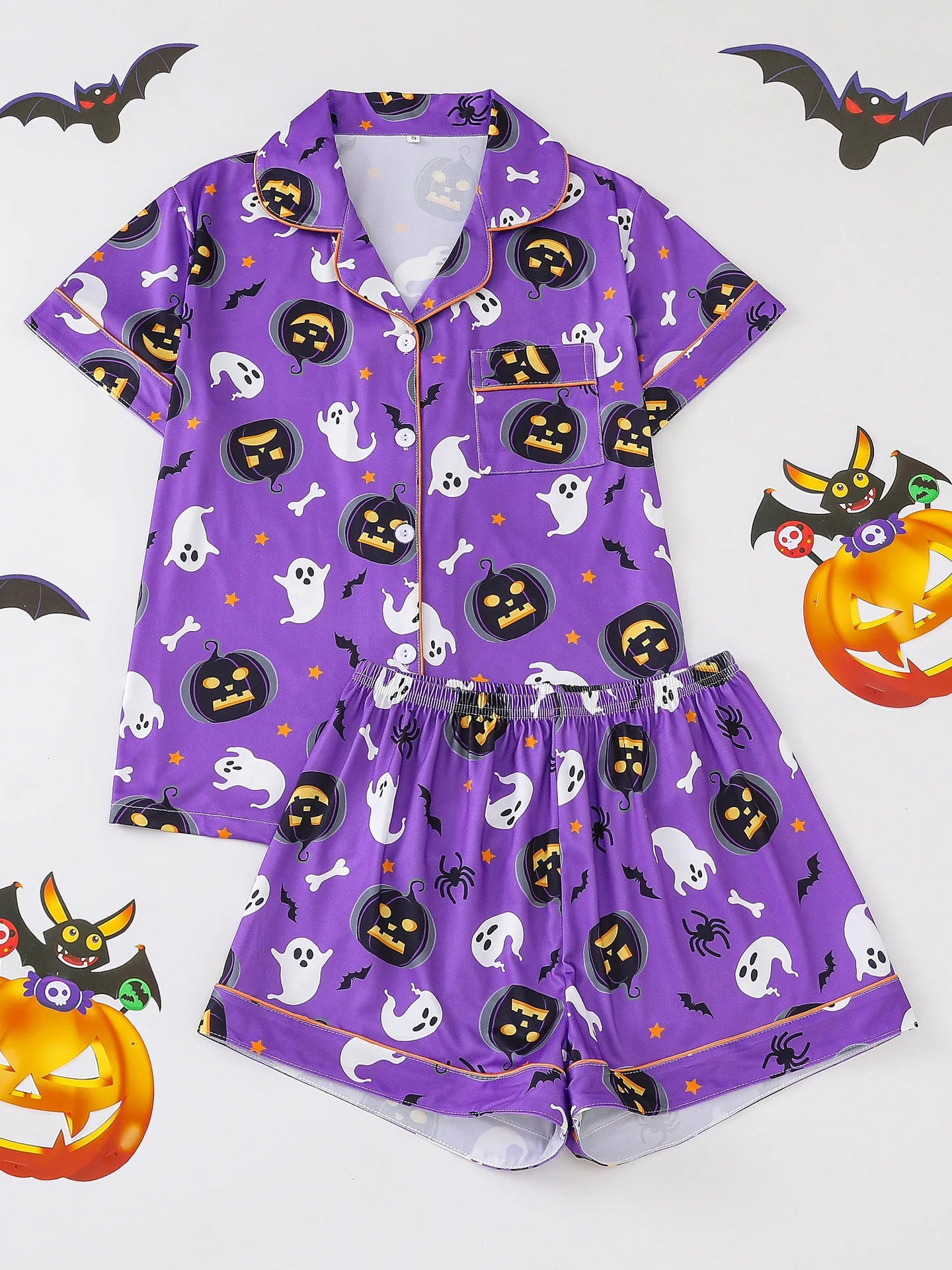Spooky Short Sleeve Button Top & Shorts  Snooze & Co.