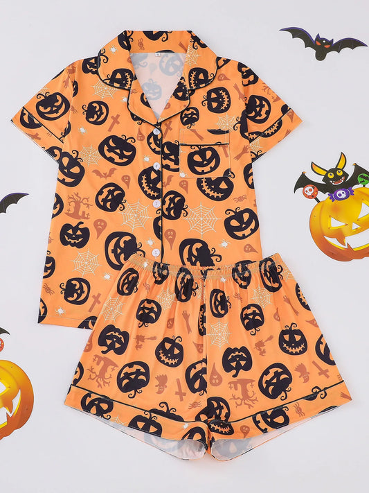 Spooky Short Sleeve Button Top & Shorts  Snooze & Co.