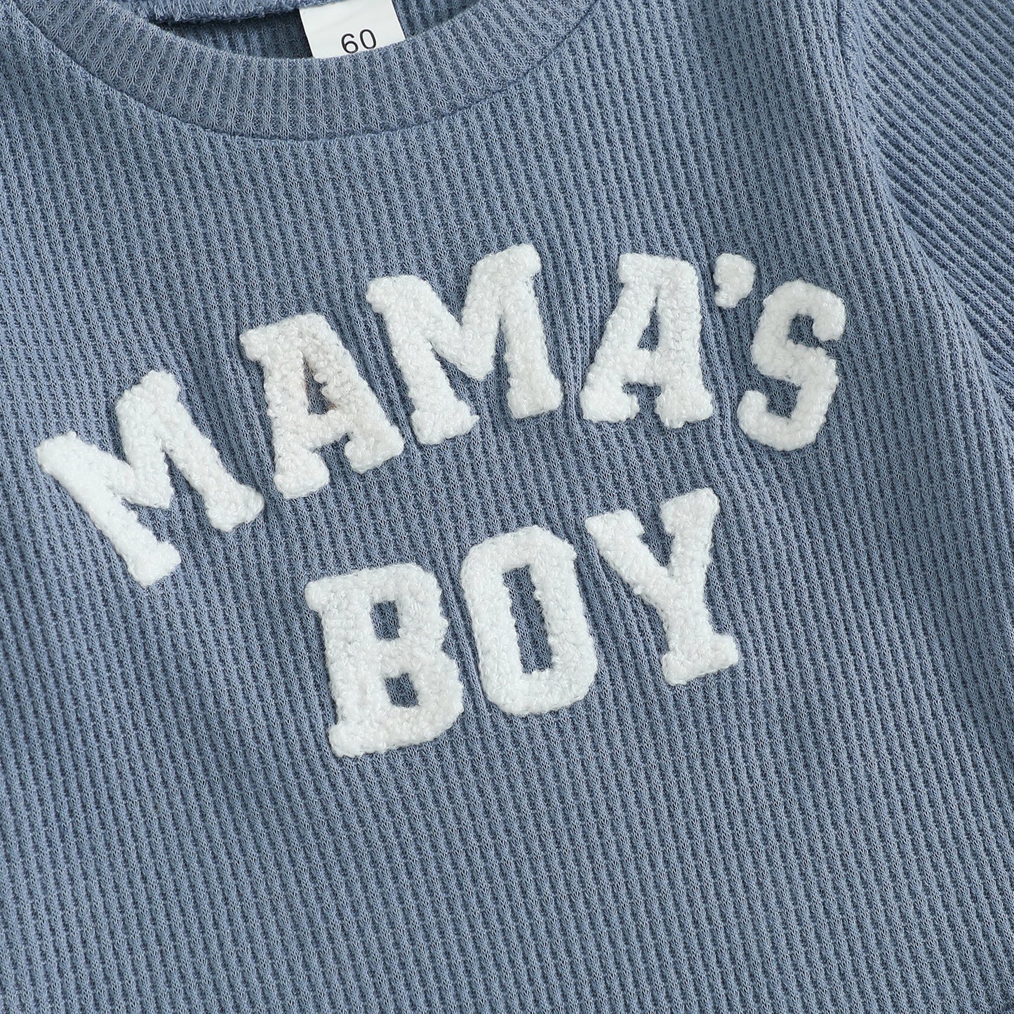 Adorable Mamas Boy waffle long-sleeve romper