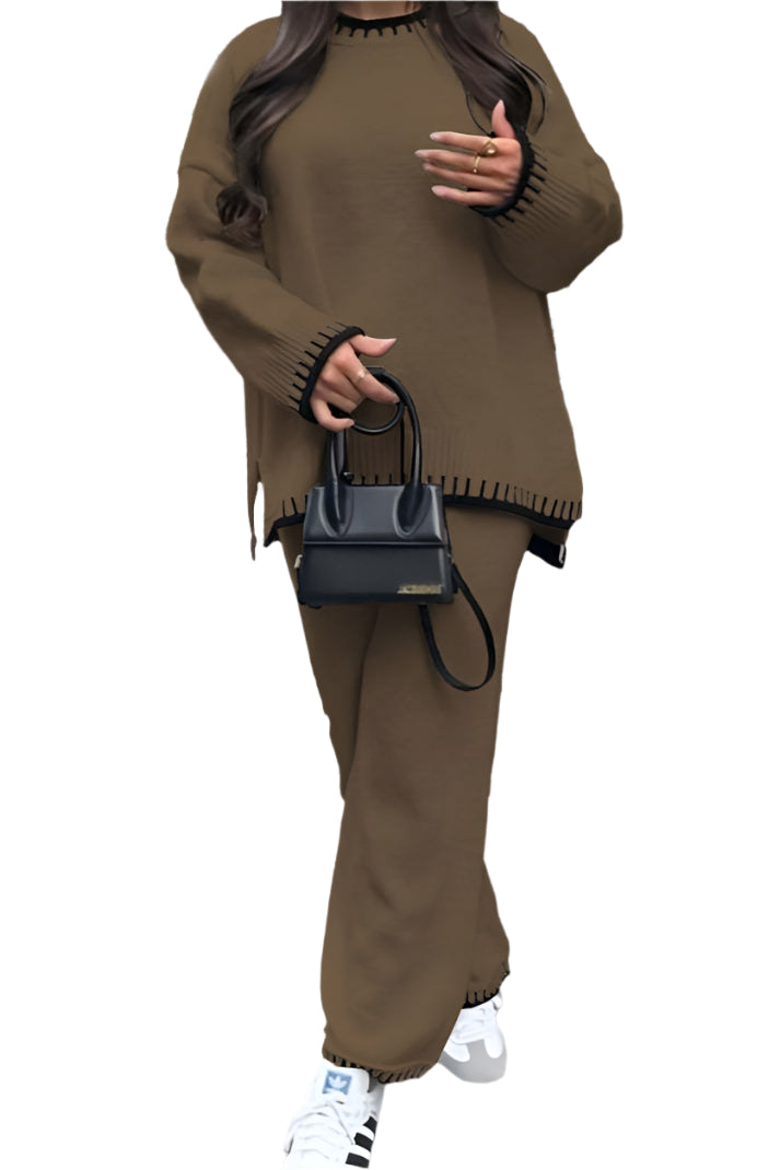 Stitched Detail Knitted Co-ord Lounge Set – Stitched Detail