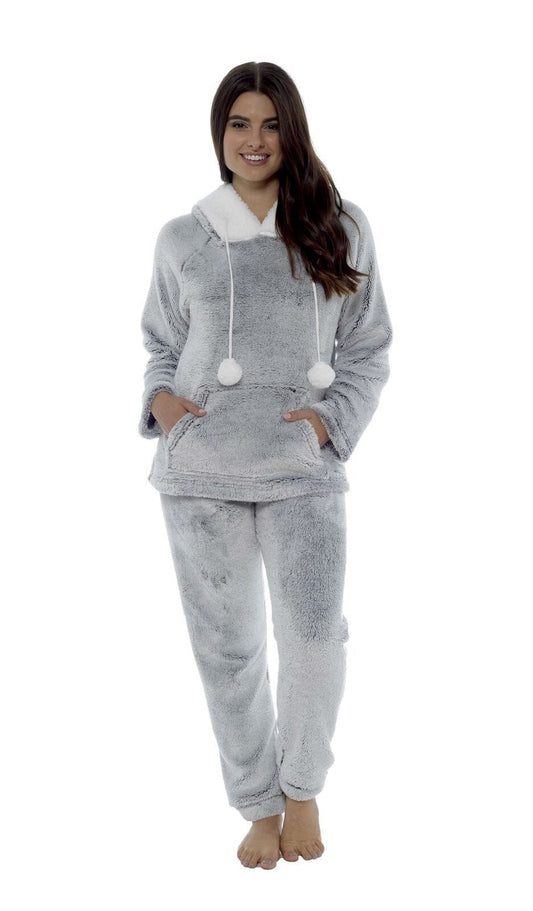 Hooded Shimmer Pyjama Set with Sherpa Trim