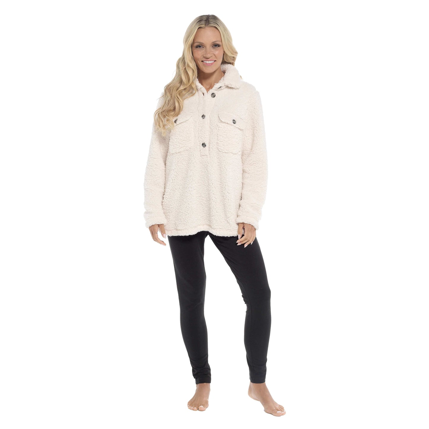 Ultra-Soft Sherpa Lounge Set with Double Pockets for Chilly Days