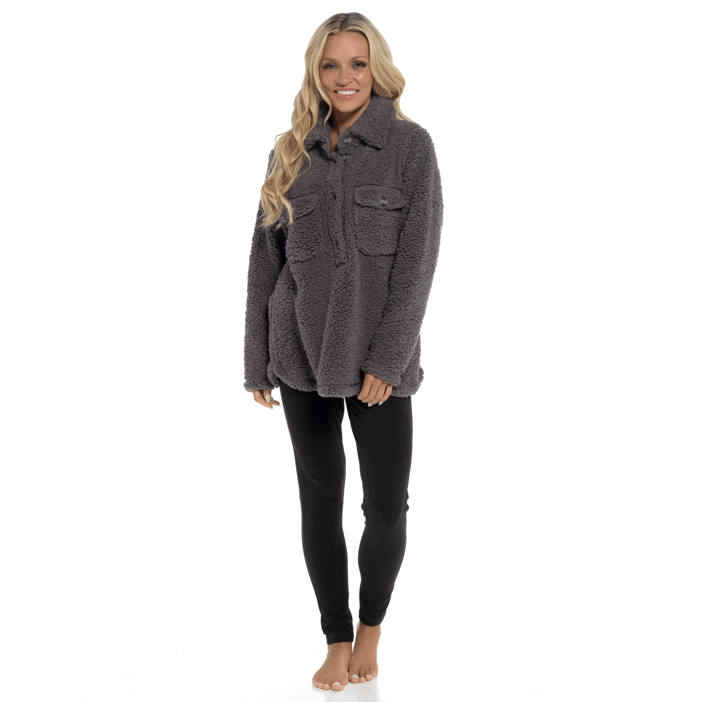 Ultra-Soft Sherpa Lounge Set with Double Pockets for Chilly Days